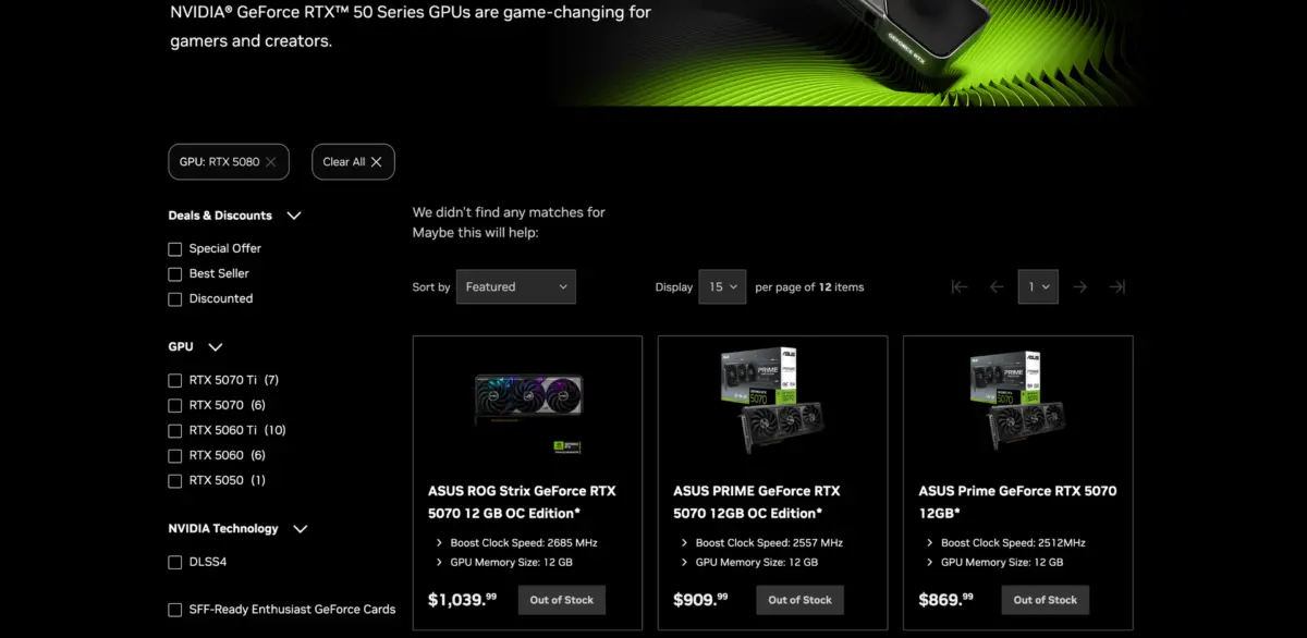 Nvidia store quietly pulls the RTX 5080 following RTX 5090 removal — street prices climb to 2.2X MSRP