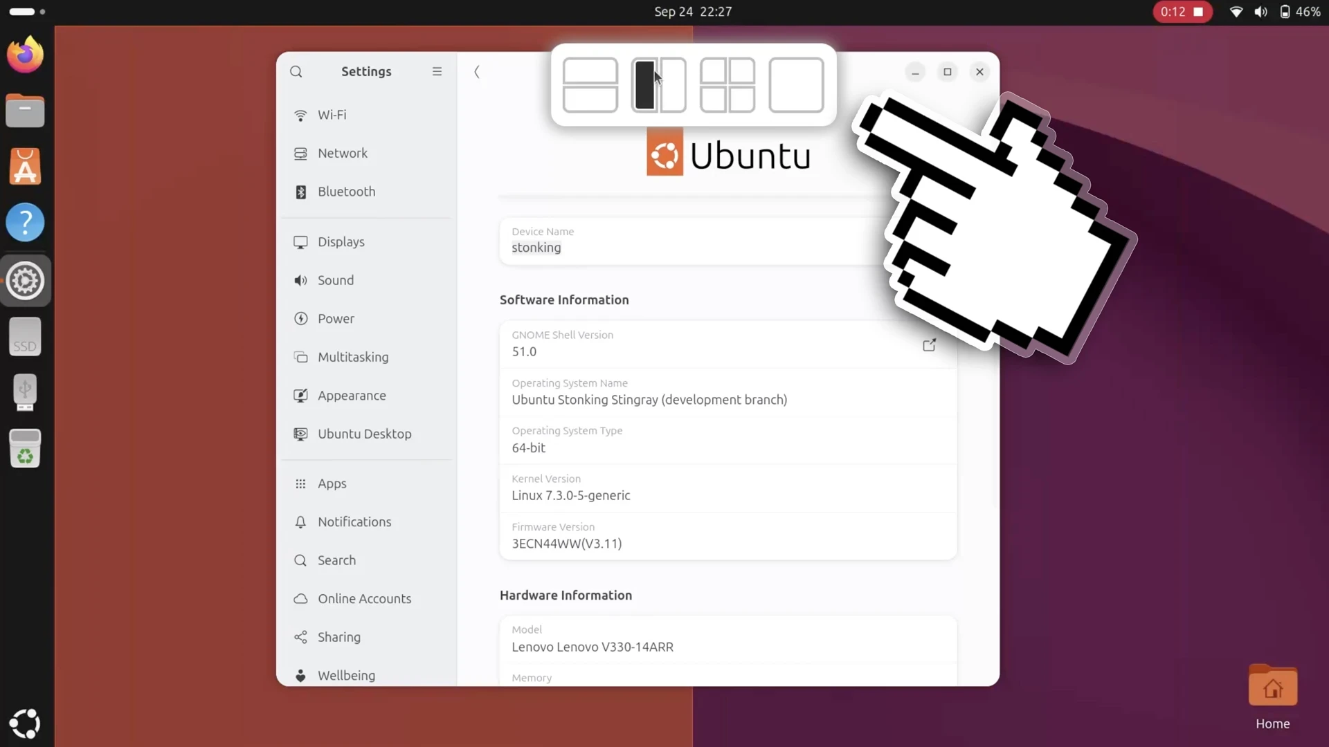 Ubuntu 26.10 Introduces Windows 11-Style Window Tiling Layout Picker in Late Development Addition